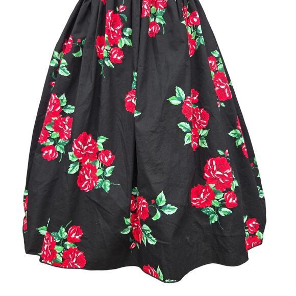 Vintage Floral Midi Full Skirt Size S Retro Pin Up Rockabilly Gothabilly Goth - Picture 3 of 8